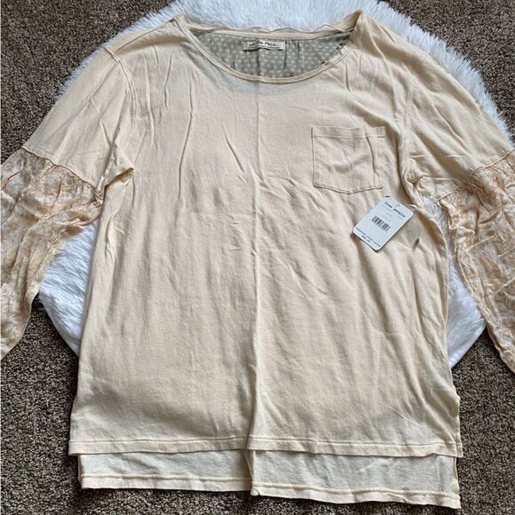 Free People We The Free Jade Tunic Top NEW Cream Balloon Sleeve Women’s Medium - Picture 8 of 12